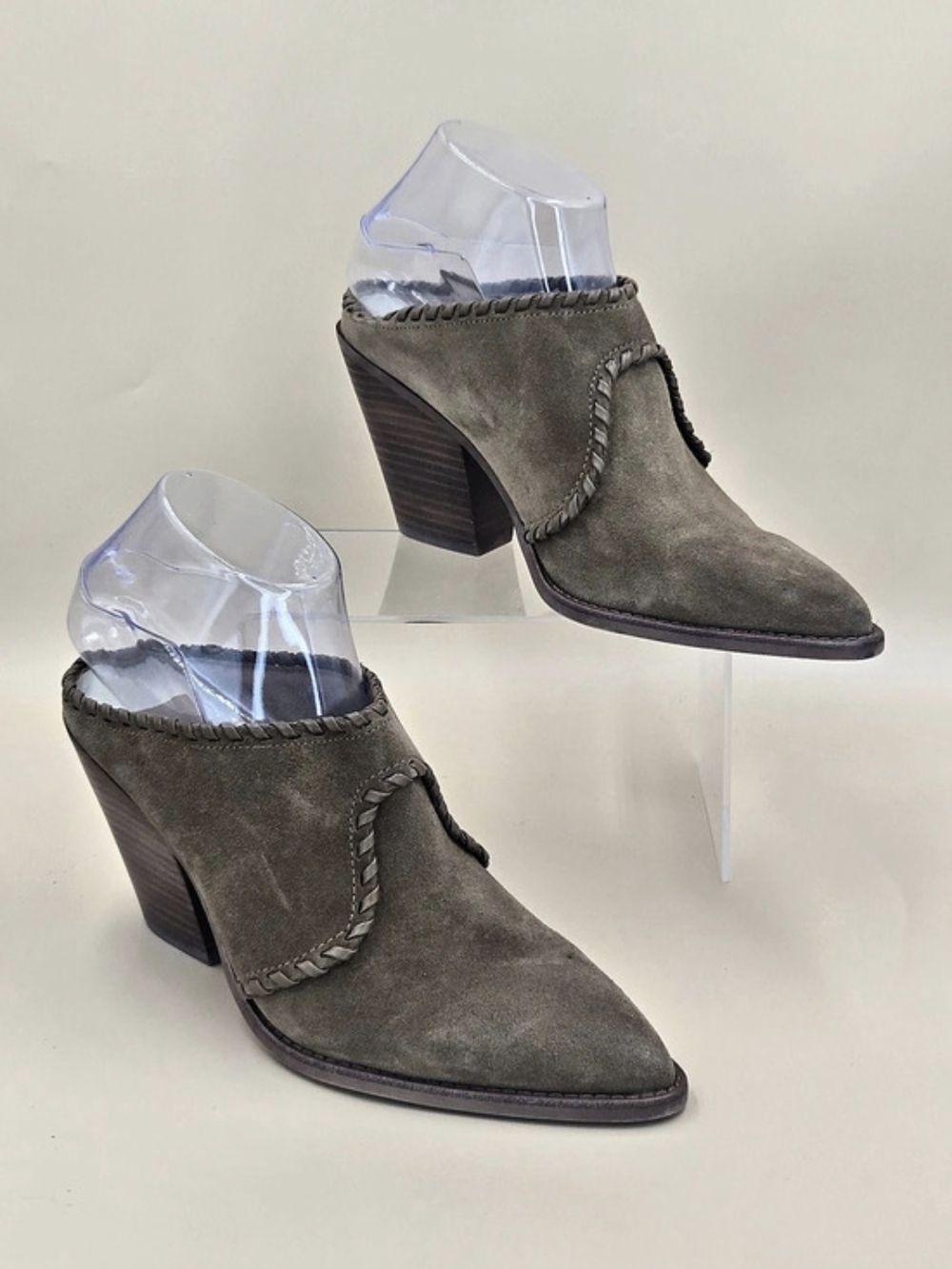 Dolce Vita Jolyn Brown Suede Western Block Heel  Slip-on Mules Women's Size 7